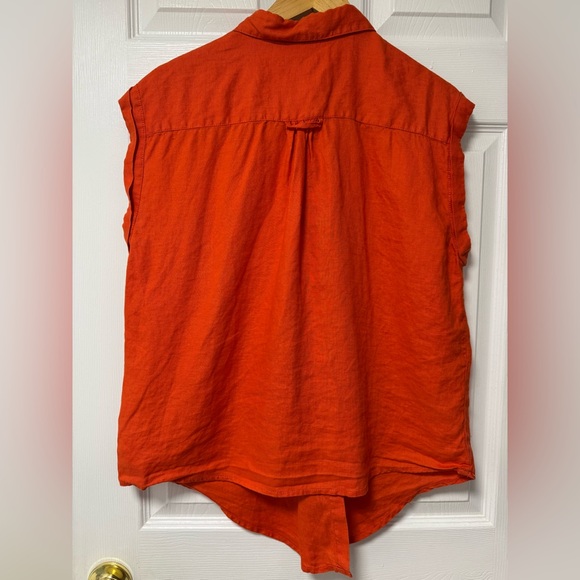 Tristan  orange sleeveless linen button down women’s shirt, size XL - Picture 5 of 5